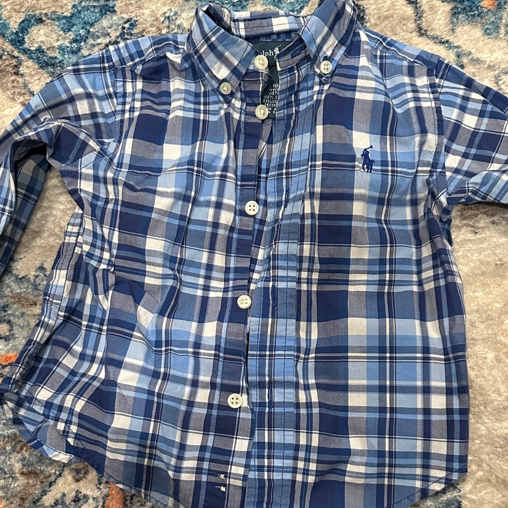 Ralph Lauren Kids Blue Checkered Button Down Shirt